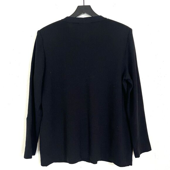 St. John Black Basics Crystal Buttons Knit Cardigan Size 12 Black - Picture 2 of 8